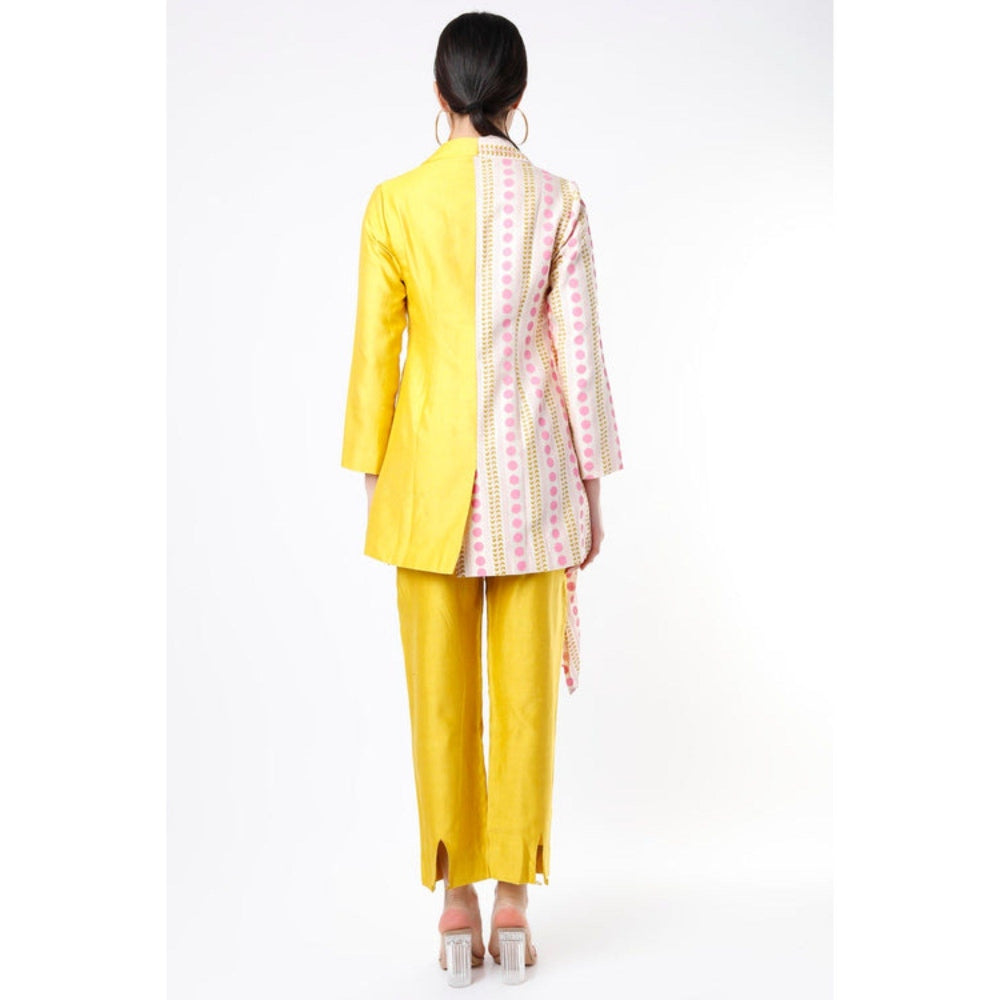 Leela by A Lime Yellow Chanderi Printed Co-Ord Set