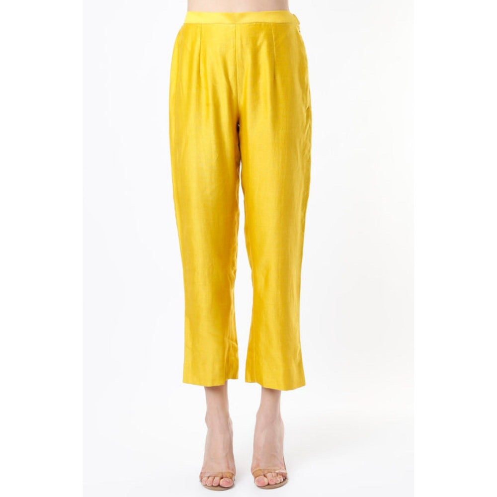 Leela by A Lime Yellow Chanderi Printed Co-Ord Set
