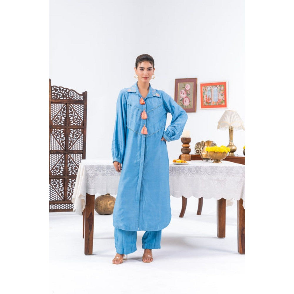 Leela by A Blue Long Shirt Kurta with Pants