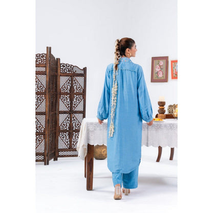Leela by A Blue Long Shirt Kurta with Pants
