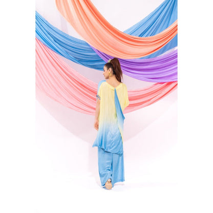 Leela by A Yellow Ombre Drape Kurta with Palazzo