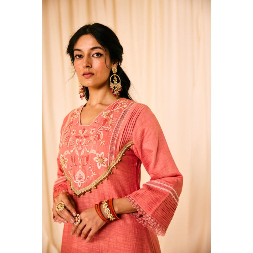 Leela by A Peach A Line Kurta With Pant And Dupatta