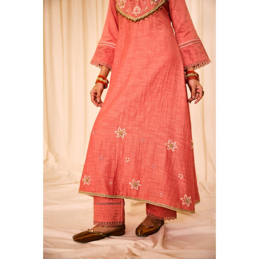 Leela by A Peach A Line Kurta With Pant And Dupatta