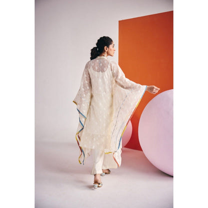 Leela by A Ivory Separate Kaftan With Inner And Side Slit Pant