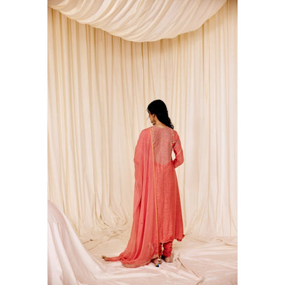 Leela by A Pink Churi Sleeves Anarkali Kurta With Churidar And Dupatta