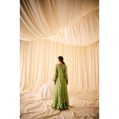 Leela by A Green Slip Kurta With Inner And Palazzo Along With Dupatta