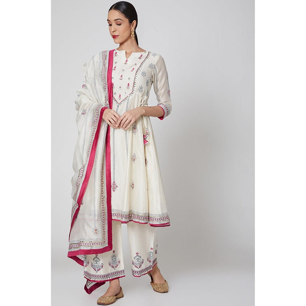Leela by A Ivory Kurta With Palazzo And Dupatta