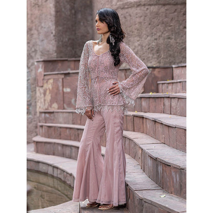 MABISH LUXE Womens Polyester Embroidered Pink Co-Ord Set
