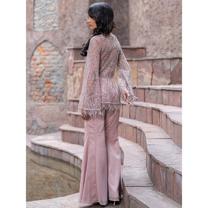 MABISH LUXE Womens Polyester Embroidered Pink Co-Ord Set