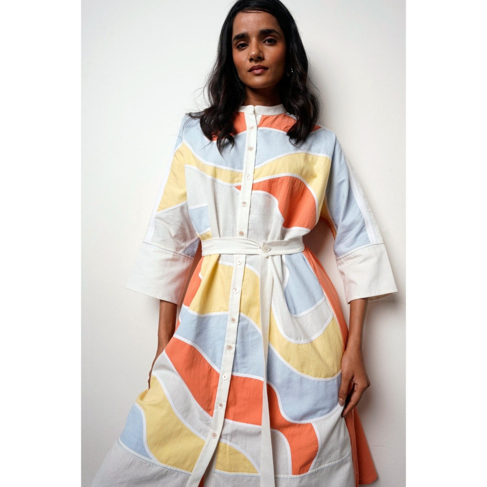 MADDER MUCH Morado Brushstroke Midi Dress with Belt (Set of 2)