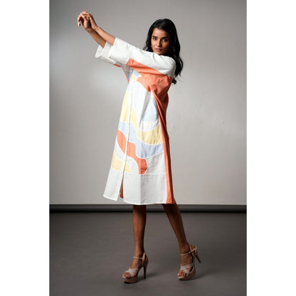 MADDER MUCH Morado Brushstroke Midi Dress with Belt (Set of 2)