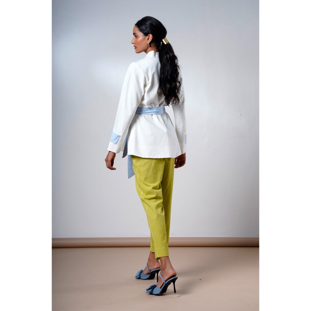 MADDER MUCH Taj Serene Ice Top with Olive Pant and Belt (Set of 3)
