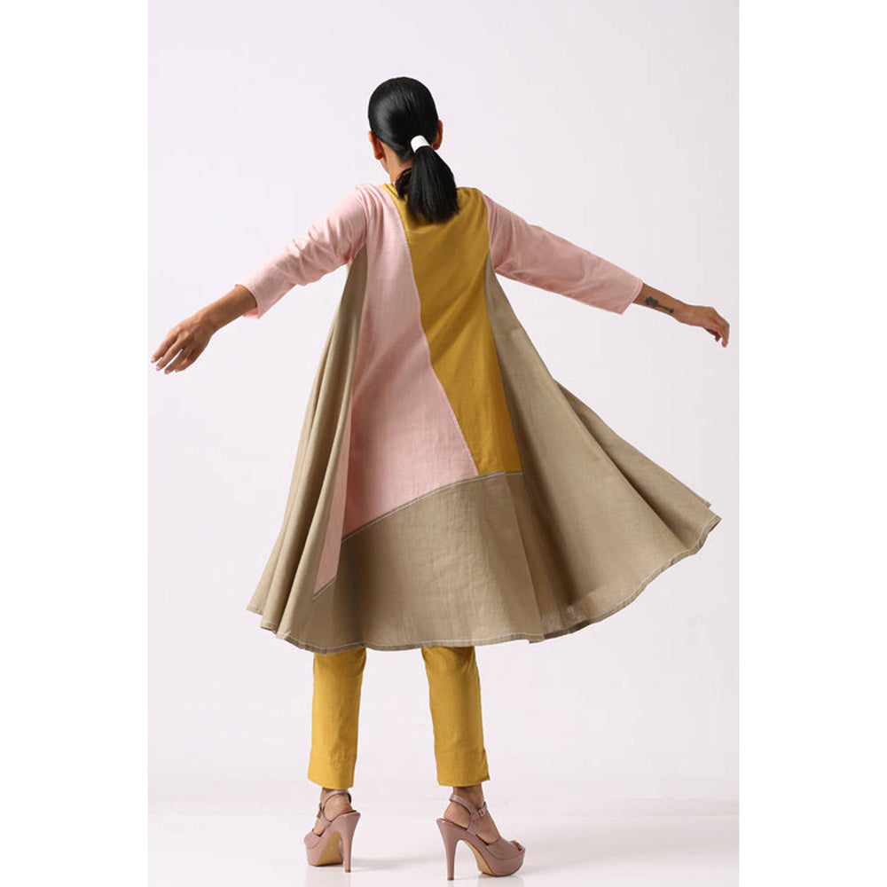 MADDER MUCH Women Multi-Color Cotton Colorblock Kurta with Pant