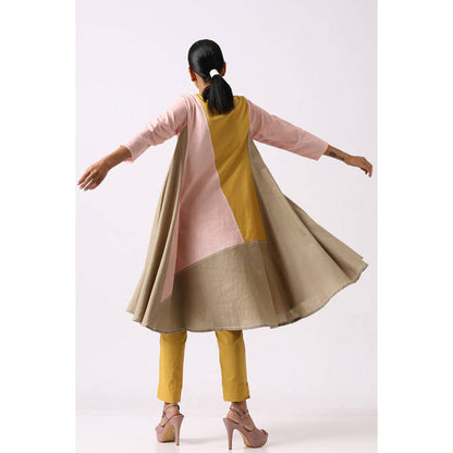 MADDER MUCH Women Multi-Color Cotton Colorblock Kurta with Pant