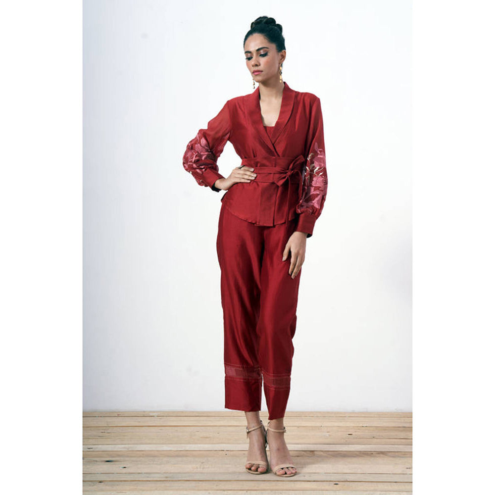 MADDER MUCH Grace - Sangria Wrap Top With Ankle Pants