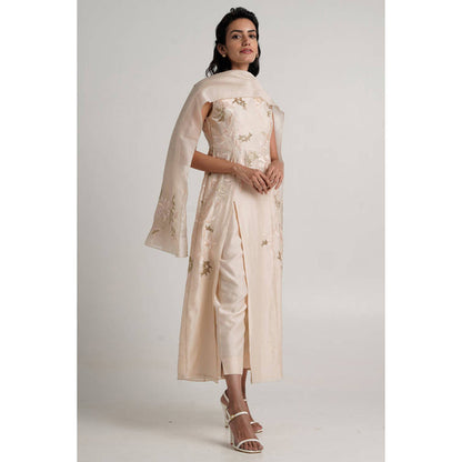MADDER MUCH Polly Oyster Beige Modern Kurta with Pant and Dupatta