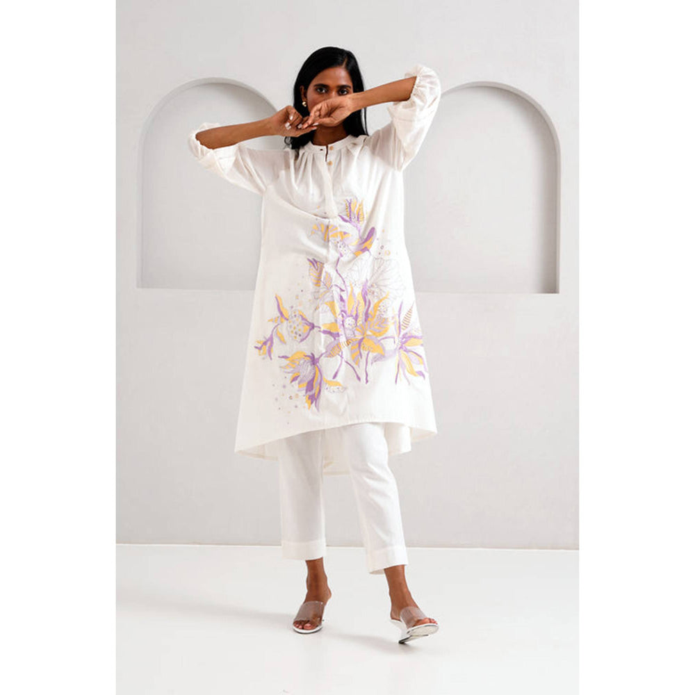 MADDER MUCH White Suvi Set - Embroidered Tunic + Pants