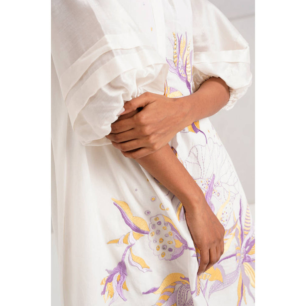 MADDER MUCH White Suvi Set - Embroidered Tunic + Pants