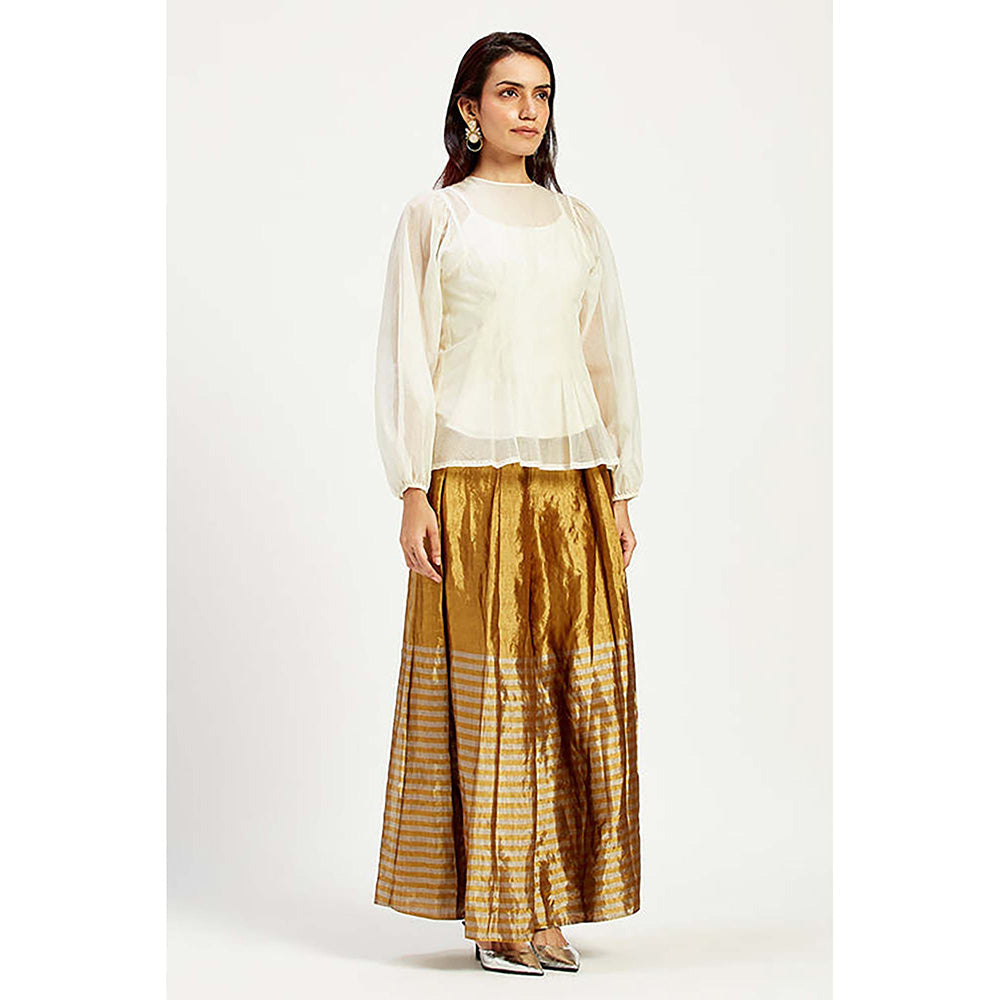 MADDER MUCH Multi-Color Cotton Crew Neck Stripes Top With Pant