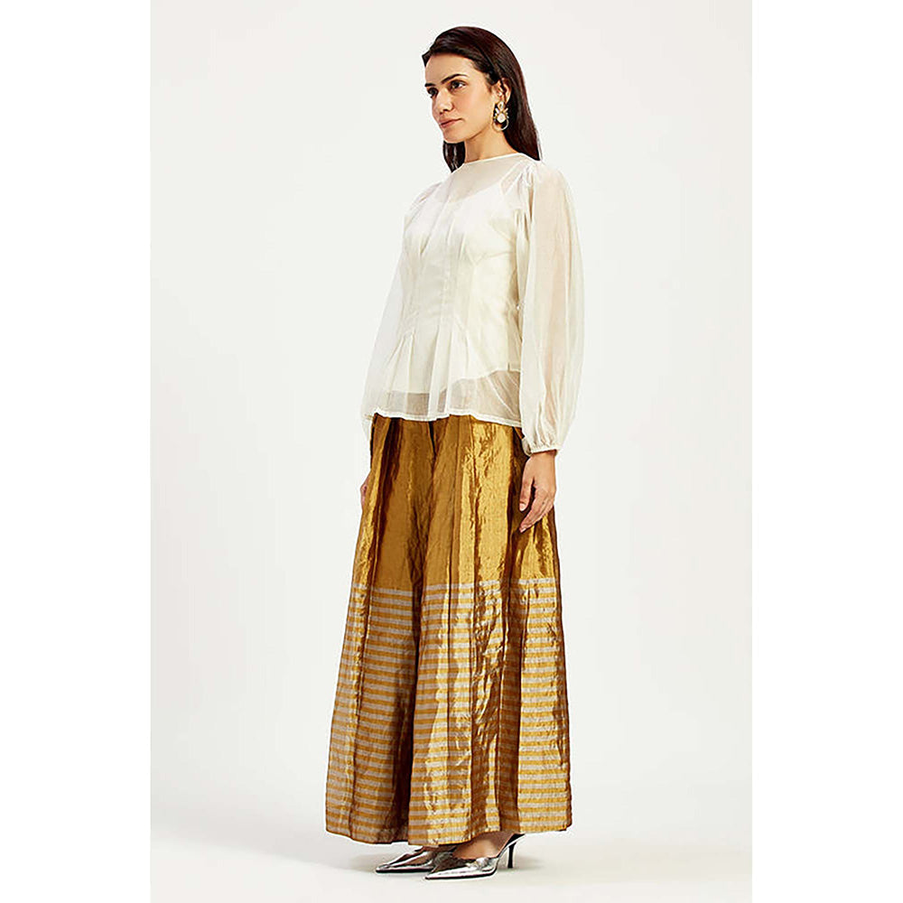 MADDER MUCH Multi-Color Cotton Crew Neck Stripes Top With Pant