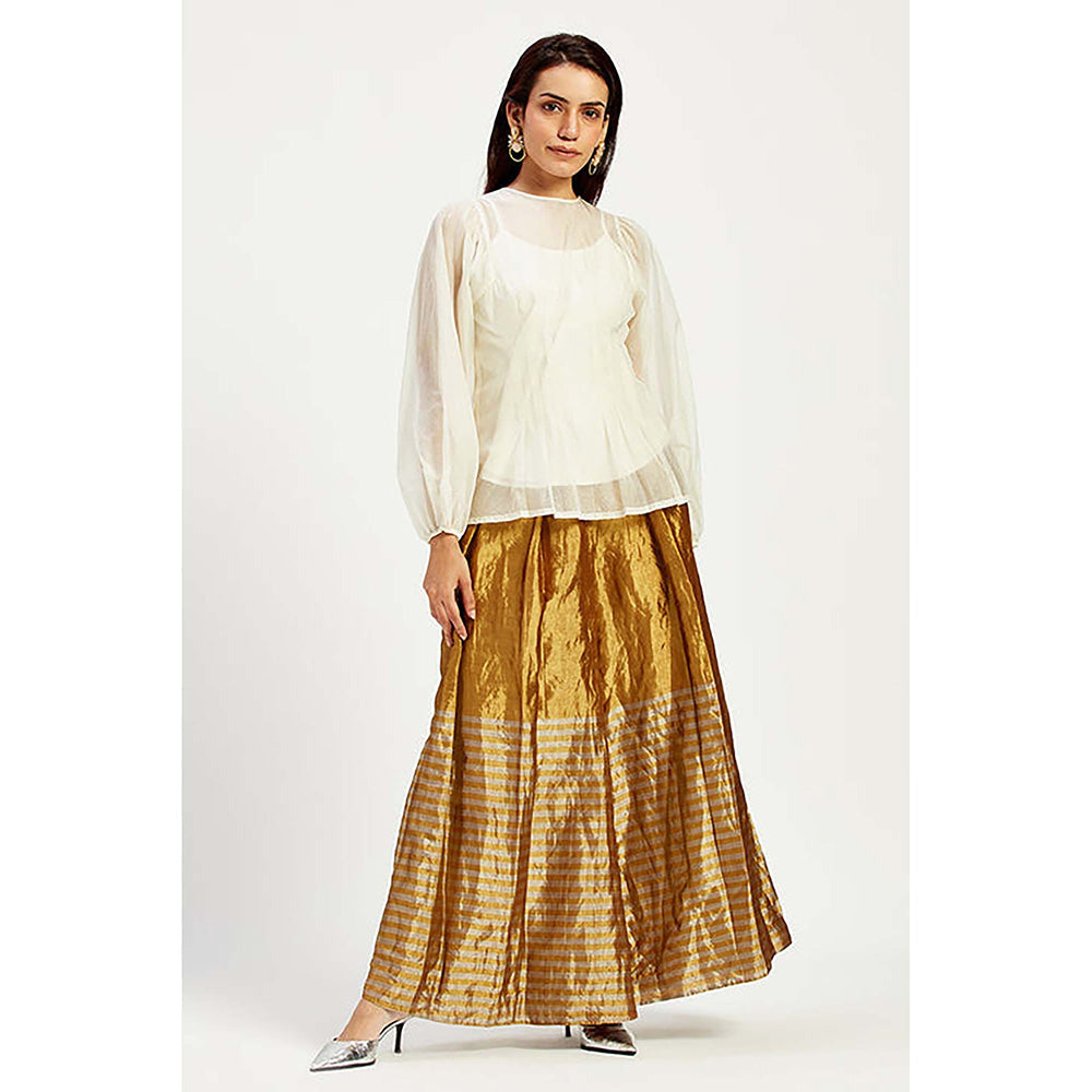 MADDER MUCH Multi-Color Cotton Crew Neck Stripes Top With Pant