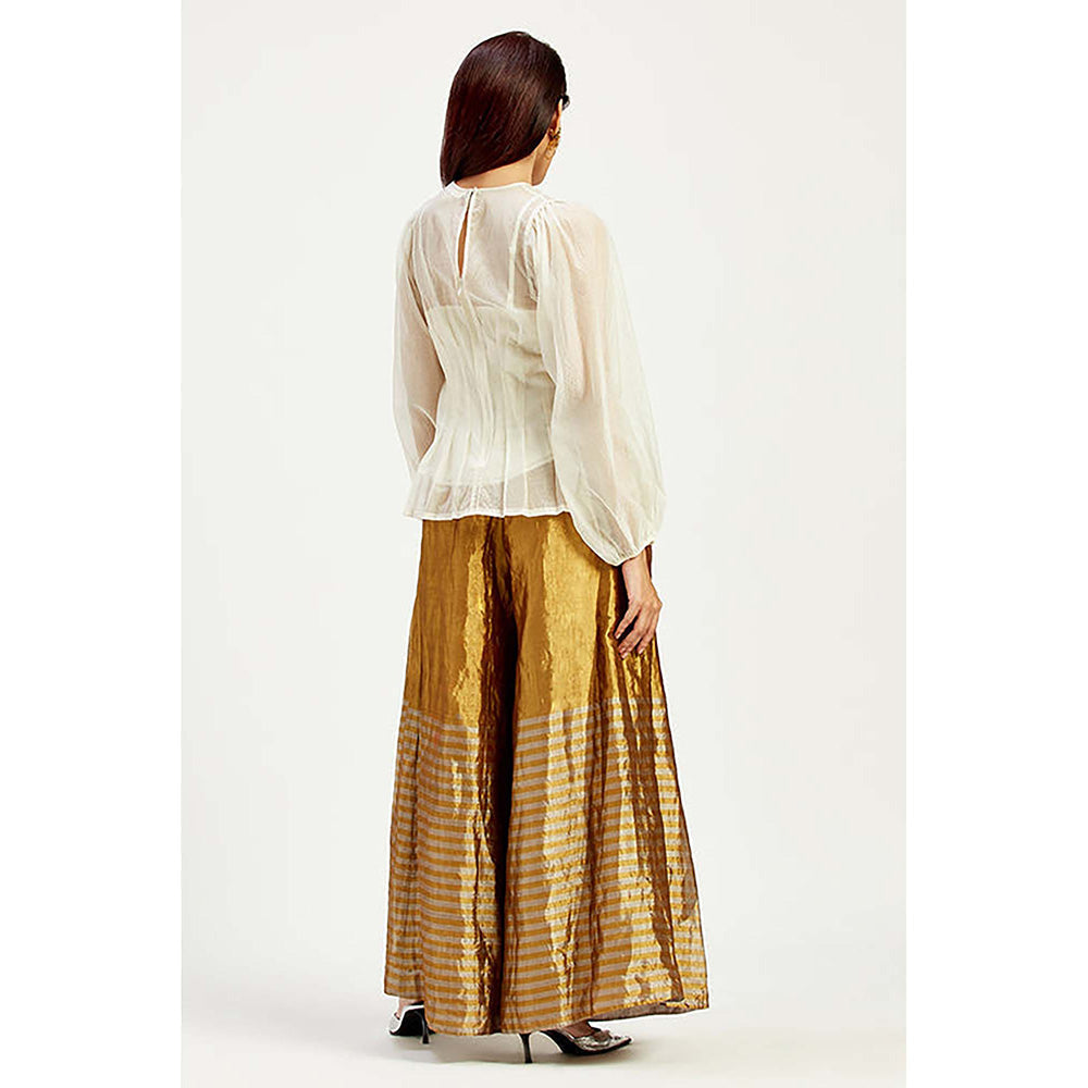 MADDER MUCH Multi-Color Cotton Crew Neck Stripes Top With Pant