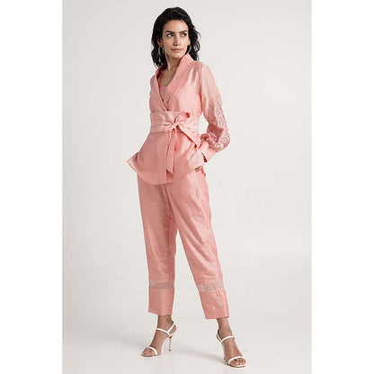 MADDER MUCH Grace - Old Rose Wrap Top With Ankle Pants