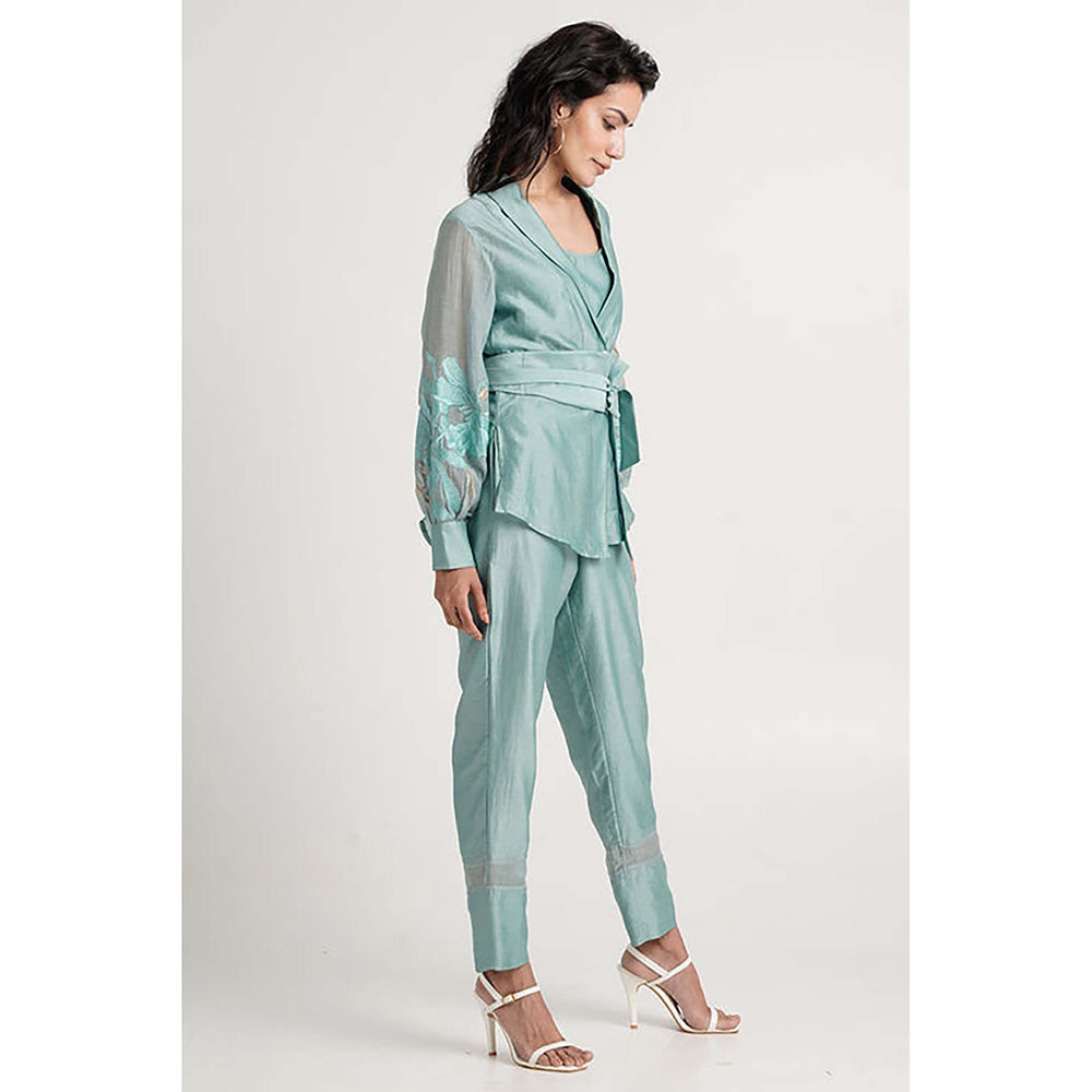 MADDER MUCH Grace - Aqua Wrap Top With Ankle Pants