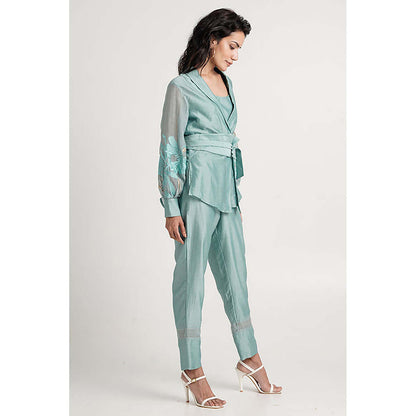 MADDER MUCH Grace - Aqua Wrap Top With Ankle Pants