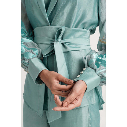 MADDER MUCH Grace - Aqua Wrap Top With Ankle Pants