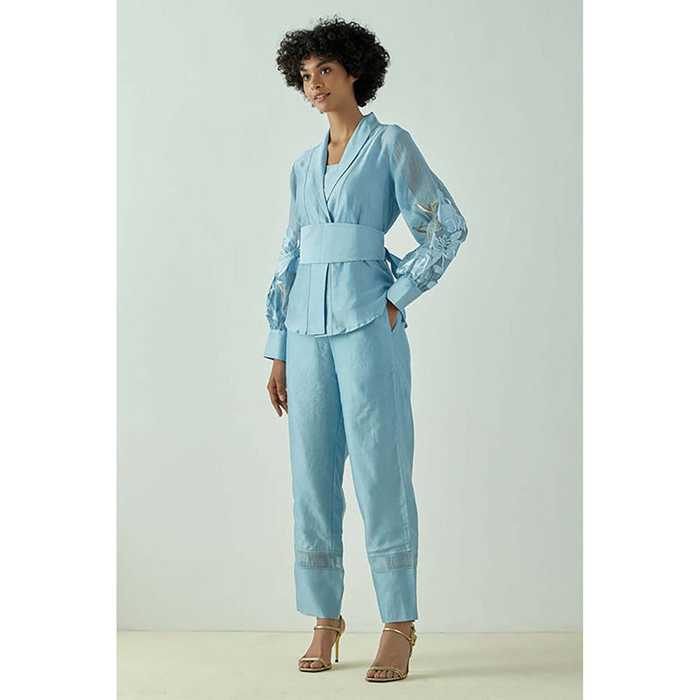 MADDER MUCH Grace - Pacific Blue Wrap Top With Ankle Pants