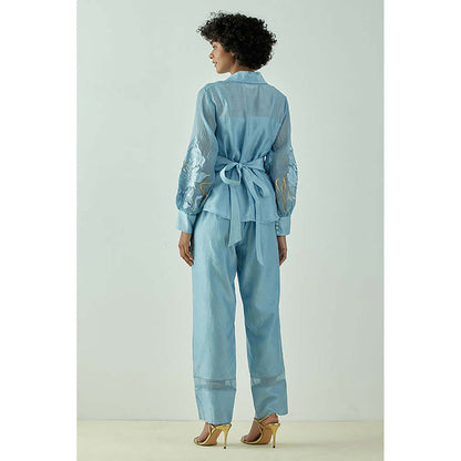 MADDER MUCH Grace - Pacific Blue Wrap Top With Ankle Pants