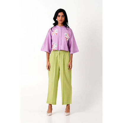 MADDER MUCH Lavender Zola - Raglan Sleeve Crop Shirt + Ankle Pants