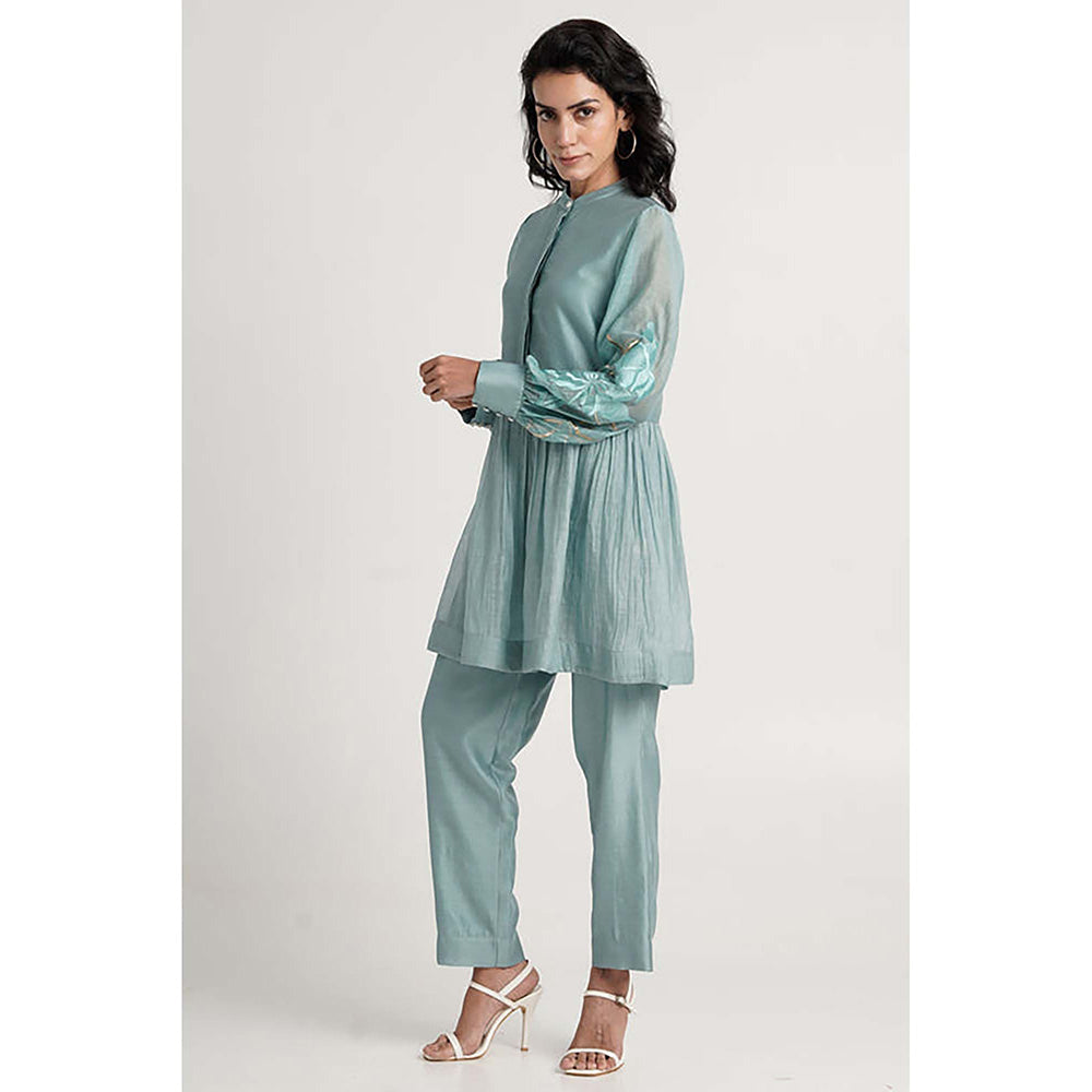 MADDER MUCH Aqua Abe 2.0 - Micro-Gathered Peplum Tunic Set