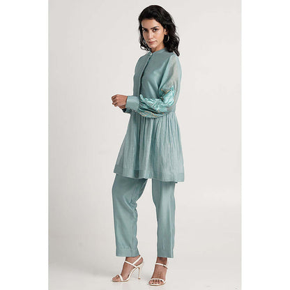MADDER MUCH Aqua Abe 2.0 - Micro-Gathered Peplum Tunic Set