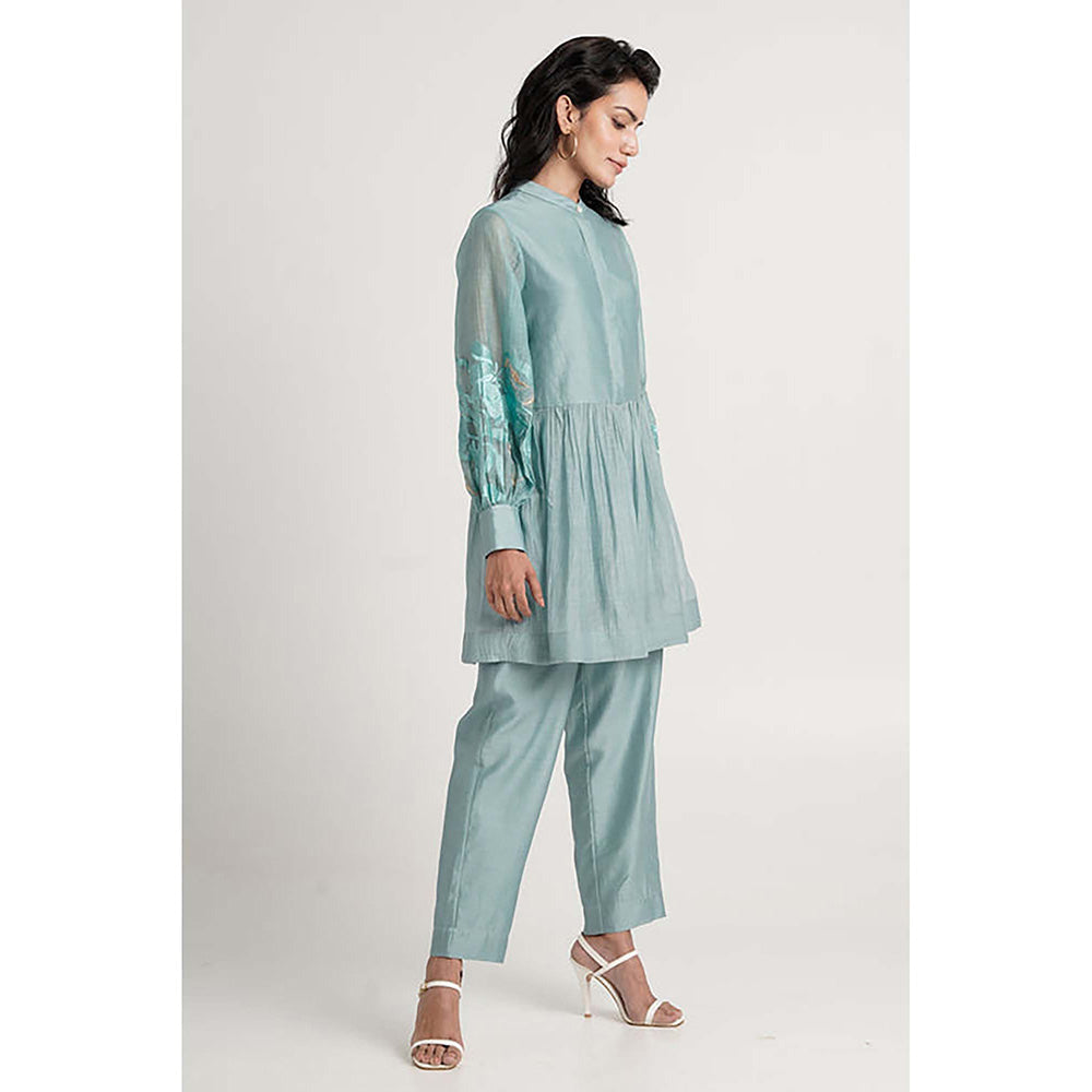 MADDER MUCH Aqua Abe 2.0 - Micro-Gathered Peplum Tunic Set