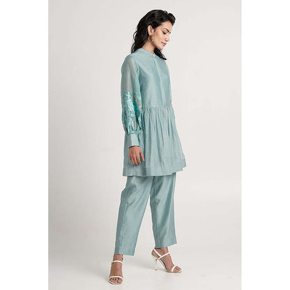 MADDER MUCH Aqua Abe 2.0 - Micro-Gathered Peplum Tunic Set