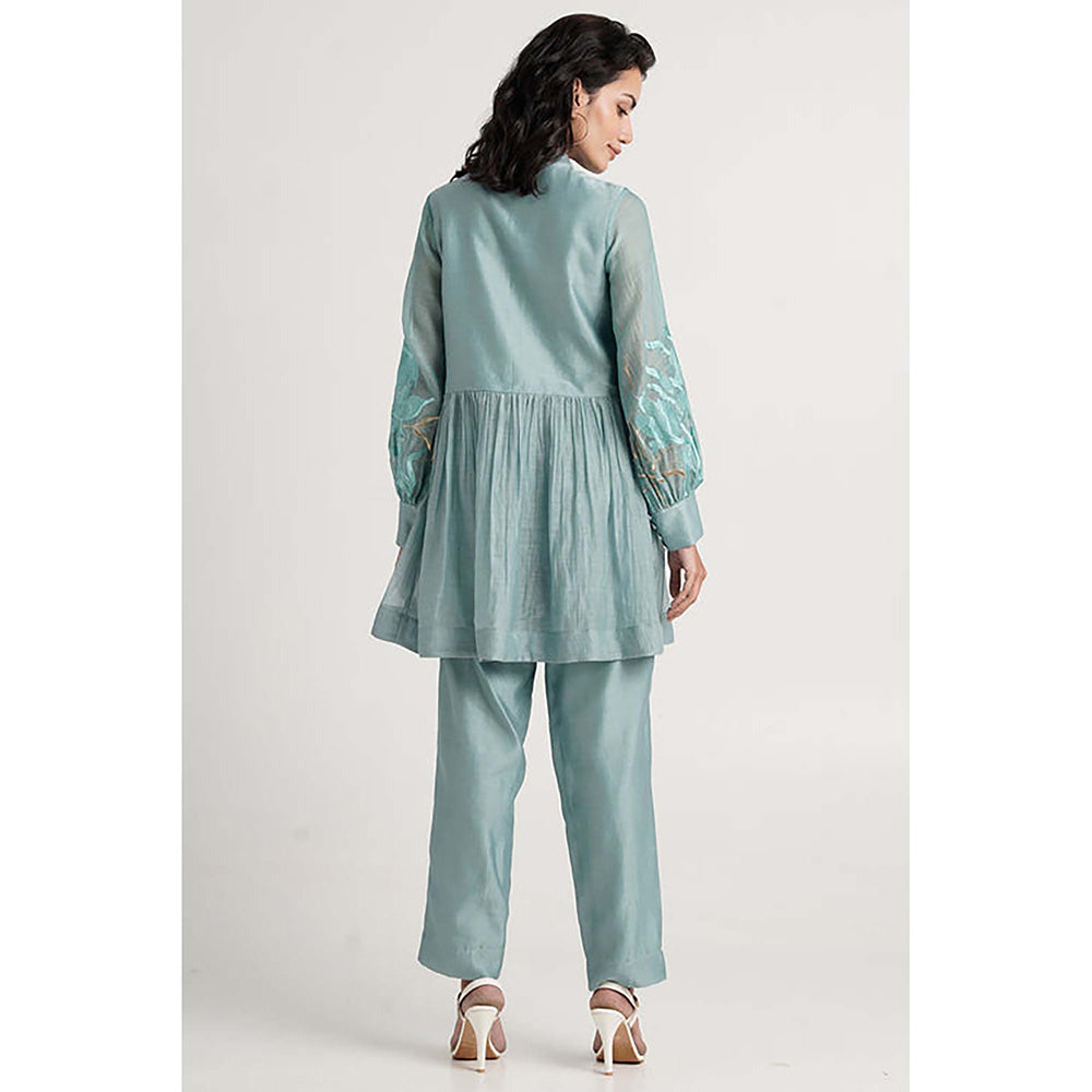 MADDER MUCH Aqua Abe 2.0 - Micro-Gathered Peplum Tunic Set