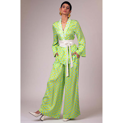 MADDER MUCH Multi-Color Modal V-Neck Printed Top With Pant