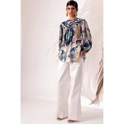 MADDER MUCH Multi-Color Modal Crew Neck Printed Top With Pant