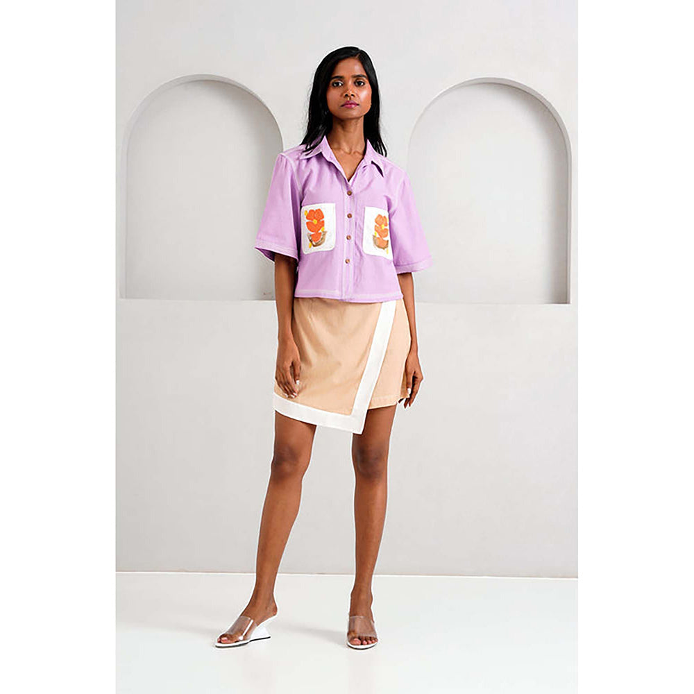 MADDER MUCH Romy And Tom - Lavender Pocket Crop Top + Latte Skirt