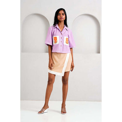 MADDER MUCH Romy And Tom - Lavender Pocket Crop Top + Latte Skirt