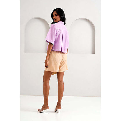 MADDER MUCH Romy And Tom - Lavender Pocket Crop Top + Latte Skirt