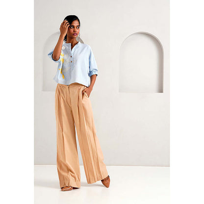 MADDER MUCH Multi-Color Cotton Round Neck Embroidered Top With Pant