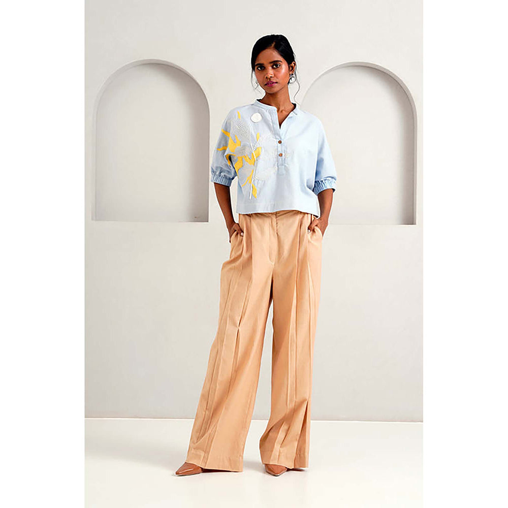 MADDER MUCH Multi-Color Cotton Round Neck Embroidered Top With Pant