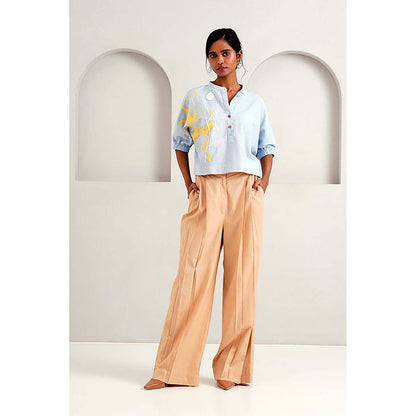 MADDER MUCH Multi-Color Cotton Round Neck Embroidered Top With Pant