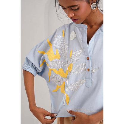 MADDER MUCH Multi-Color Cotton Round Neck Embroidered Top With Pant