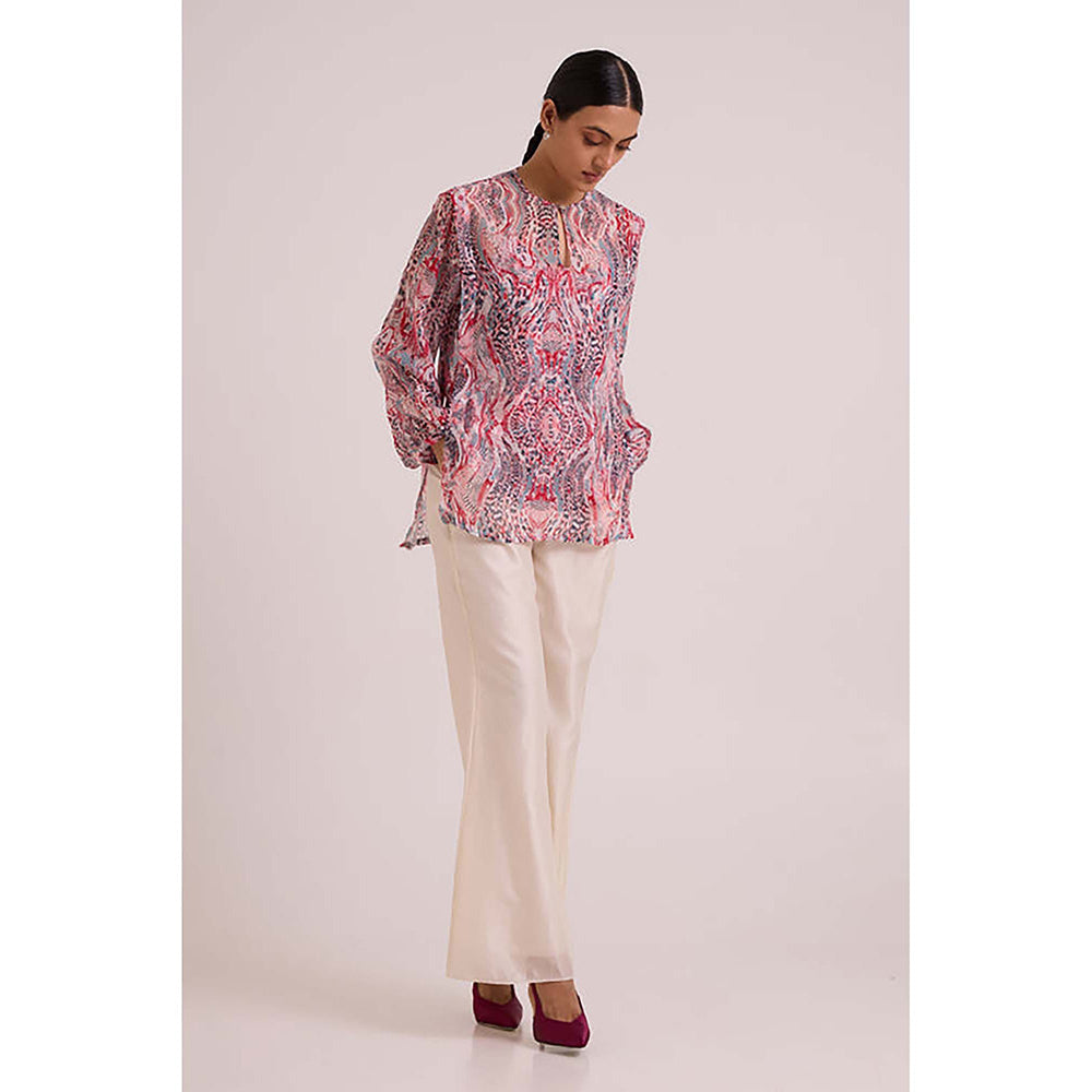 MADDER MUCH Multi-Color Cotton Crew Neck Printed Top With Pant