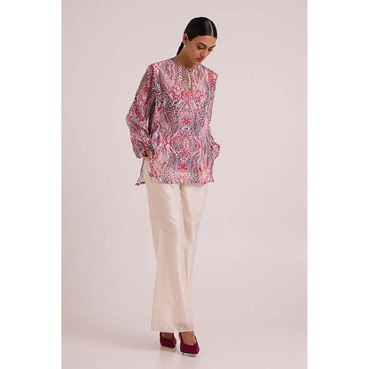 MADDER MUCH Multi-Color Cotton Crew Neck Printed Top With Pant