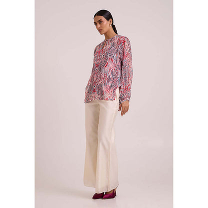 MADDER MUCH Multi-Color Cotton Crew Neck Printed Top With Pant
